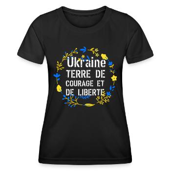 Ukraine terre de courage et de liberté - T-shirt sport Femme - noir - Devant - AI Model Female 172 light (172cm)