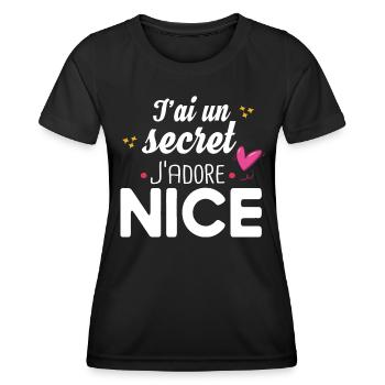 Nice Niçois Niçoise Cadeau Humour Ville France - T-shirt sport Femme - noir - Devant - AI Model Female 172 light (172cm)