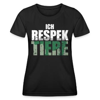 Ich Respektiere Tiere Tierschutz Nashorn Jagd - Frauen Funktions-T-Shirt - Schwarz - Vorne - AI Model Female 172 light (172cm)