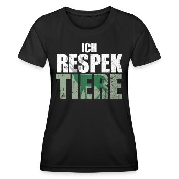 Ich Respektiere Tiere Tierschutz Hirsch Jagd - Frauen Funktions-T-Shirt - Schwarz - Vorne - AI Model Female 172 light (172cm)