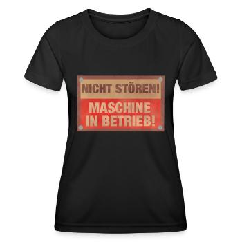 Nicht stören Maschine in Betrieb Sport Fitness - Frauen Funktions-T-Shirt - Schwarz - Vorne - AI Model Female 172 light (172cm)