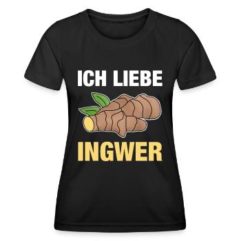 Ich liebe Ingwer Ginger Geschenk - Frauen Funktions-T-Shirt - Schwarz - Vorne - AI Model Female 172 light (172cm)