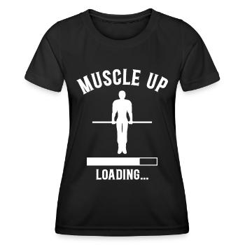 Street Workout Muscle Up Humour Sport Musculation - T-shirt sport Femme - noir - Devant - AI Model Female 172 light (172cm)