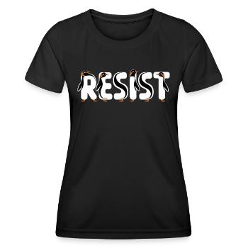 Penguin Protests Resistance Taxes - Women's Functional T-Shirt - black - Front - AI Model Female 172 light (172cm)