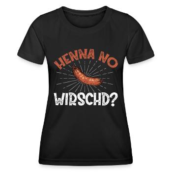Henna no Wirschd? - Frauen Funktions-T-Shirt - Schwarz - Vorne - AI Model Female 172 light (172cm)