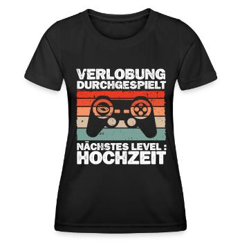Hochzeit Gaming Junggesellenabschied Spruch - Frauen Funktions-T-Shirt - Schwarz - Vorne - AI Model Female 172 light (172cm)
