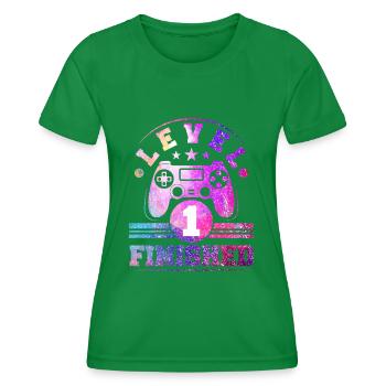 1 Birthday Level 1 Finished - Women's Functional T-Shirt - kelly green - Front - AI Model Female 172 dark (172cm)
