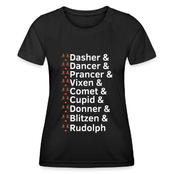 Reindeer Names Christmas - Women's Functional T-Shirt - black - Front - AI Model Female 172 light (172cm)