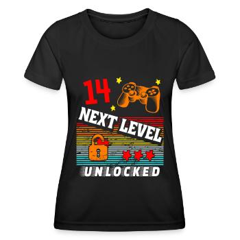 14. Geburtstag Level freigeschaltet - Frauen Funktions-T-Shirt - Schwarz - Vorne - AI Model Female 172 light (172cm)