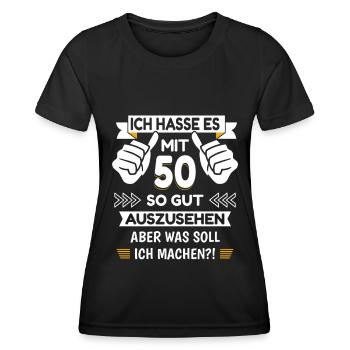 50. Geburtstag Spruch lustig - Frauen Funktions-T-Shirt - Schwarz - Vorne - AI Model Female 172 light (172cm)