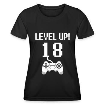 18th birthday Level up - Women's Functional T-Shirt - black - Front - AI Model Female 172 light (172cm)