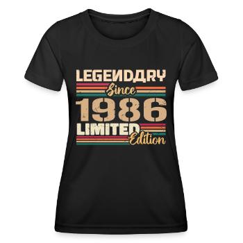 Millésime 1986 1986 Anniversaire né en 1986 - T-shirt sport Femme - noir - Devant - AI Model Female 172 light (172cm)