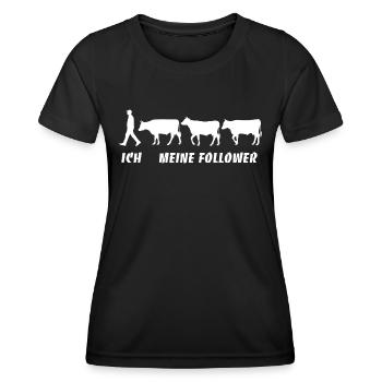 Ich Meine Follower Kühe Landwirt Bauer - Frauen Funktions-T-Shirt - Schwarz - Vorne - AI Model Female 172 light (172cm)