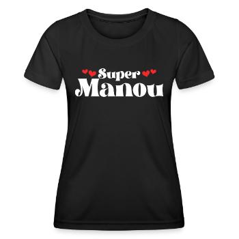 Maman Surnom Super Manou - T-shirt sport Femme - noir - Devant - AI Model Female 172 light (172cm)