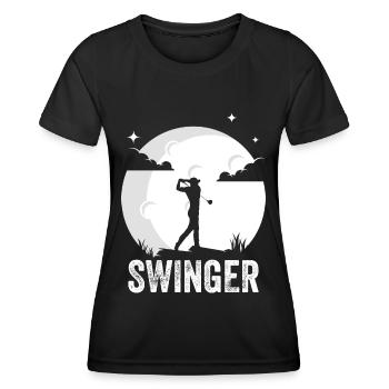 Golf Swinger Golfer Golfer Golf - Frauen Funktions-T-Shirt - Schwarz - Vorne - AI Model Female 172 light (172cm)