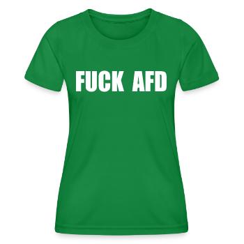 Fuck afd - Women's Functional T-Shirt - kelly green - Front - AI Model Female 172 dark (172cm)