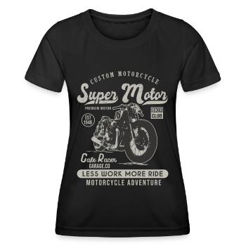 super motor racer motor motor motorcycle custom moto vintage - Frauen Funktions-T-Shirt - Schwarz - Vorne - AI Model Female 172 light (172cm)