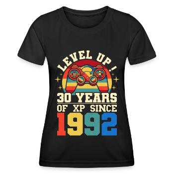 Level 30 1992 Geburtstag Gamer 30 Jahre - Frauen Funktions-T-Shirt - Schwarz - Vorne - AI Model Female 172 light (172cm)