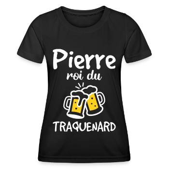 Pierre Roi Du Traquenard - Humour De Pierre - T-shirt sport Femme - noir - Devant - AI Model Female 172 light (172cm)