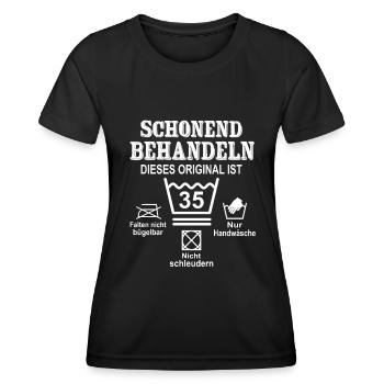 Schonend Behandeln 35 Geburtstag 35 Jahre Geschenk - Frauen Funktions-T-Shirt - Schwarz - Vorne - AI Model Female 172 light (172cm)