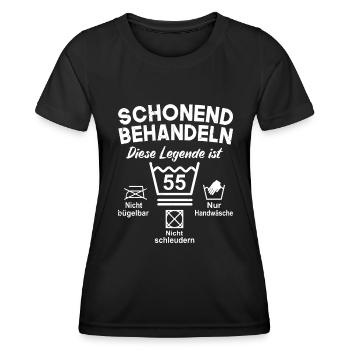 Ménageux 55 anniversaire 55 ans cadeau - T-shirt sport Femme - noir - Devant - AI Model Female 172 light (172cm)