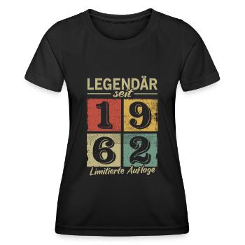 Legendär seit 1962 - Geburtsjahr 1962 vintage - Frauen Funktions-T-Shirt - Schwarz - Vorne - AI Model Female 172 light (172cm)