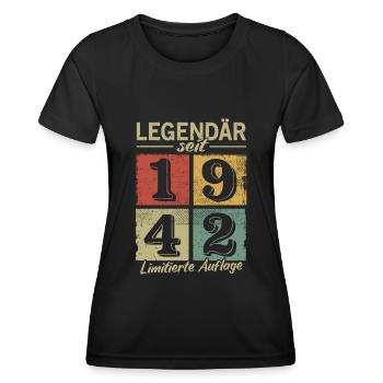 Legendär seit 1942 - Geburtsjahr 1942 vintage - Frauen Funktions-T-Shirt - Schwarz - Vorne - AI Model Female 172 light (172cm)
