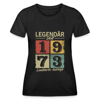Legendär seit 1973 - Geburtsjahr 1973 vintage - Frauen Funktions-T-Shirt - Schwarz - Vorne - AI Model Female 172 light (172cm)