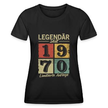 Legendär seit 1970 - Geburtsjahr 1970 vintage - Frauen Funktions-T-Shirt - Schwarz - Vorne - AI Model Female 172 light (172cm)