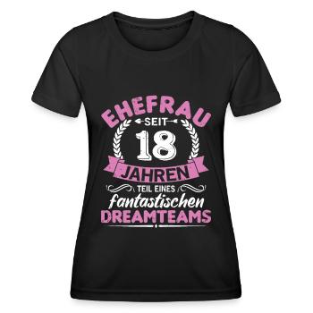 18. Hochzeitstag Ehefrau seit 18 Jahren Geschenk - Frauen Funktions-T-Shirt - Schwarz - Vorne - AI Model Female 172 light (172cm)