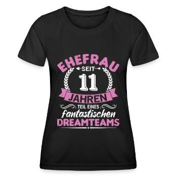 11. Hochzeitstag Ehefrau seit 11 Jahren Geschenk - Frauen Funktions-T-Shirt - Schwarz - Vorne - AI Model Female 172 light (172cm)