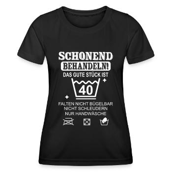 Schonend Behandeln Geschenk zum 40. Geburtstag - Frauen Funktions-T-Shirt - Schwarz - Vorne - AI Model Female 172 light (172cm)