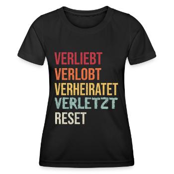 Verliebt verlobt verheiratet verletzt reset - Frauen Funktions-T-Shirt - Schwarz - Vorne - AI Model Female 172 light (172cm)