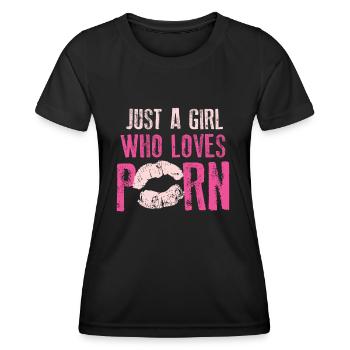 Porno Girl Mädchen Frau - Frauen Funktions-T-Shirt - Schwarz - Vorne - AI Model Female 172 light (172cm)