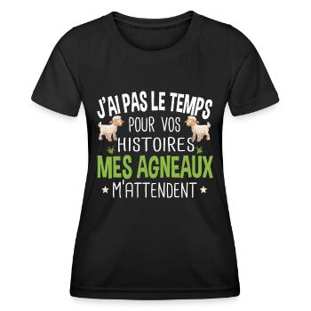 Agneau Animal Cadeau Humour Brebis Mouton Chèvre - T-shirt sport Femme - noir - Devant - AI Model Female 172 light (172cm)