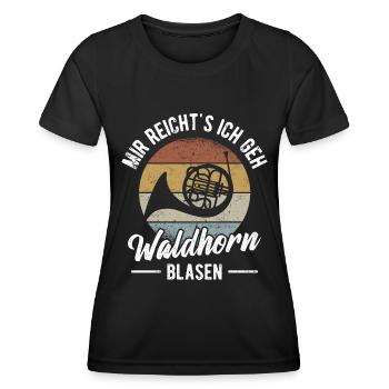 Waldhorn Hornist Orchester Musiker Horn Blasmusik - Frauen Funktions-T-Shirt - Schwarz - Vorne - AI Model Female 172 light (172cm)