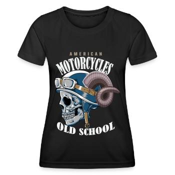 America Motorcycles Old School T-Shirt - Frauen Funktions-T-Shirt - Schwarz - Vorne - AI Model Female 172 light (172cm)