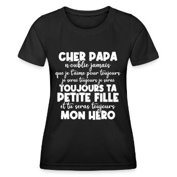 Cher papa n oublie jamais que je t aime - T-shirt sport Femme - noir - Devant - AI Model Female 172 light (172cm)