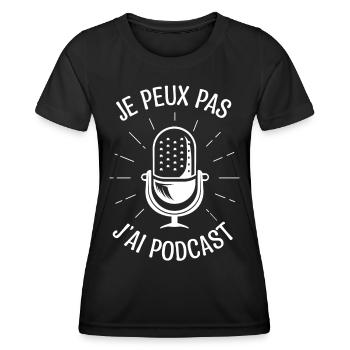 Je peux pas j'ai podcast podcasts cadeau Podcaster - T-shirt sport Femme - noir - Devant - AI Model Female 172 light (172cm)