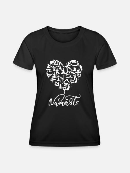 NAMASTE Yoga Herz (3) - Frauen Funktions-T-Shirt - Schwarz