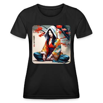 Geisha in Buddha Position - Women's Functional T-Shirt - black - Front - AI Model Female 172 light (172cm)