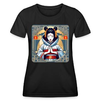 Geisha moderne - T-shirt sport Femme - noir - Devant - AI Model Female 172 light (172cm)