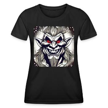 Evil grinning troll with red eyes - Women's Functional T-Shirt - black - Front - AI Model Female 172 light (172cm)