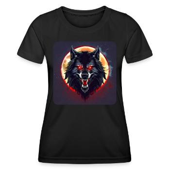 Horror werewolf with red glowing eyes - Women's Functional T-Shirt - black - Front - AI Model Female 172 light (172cm)