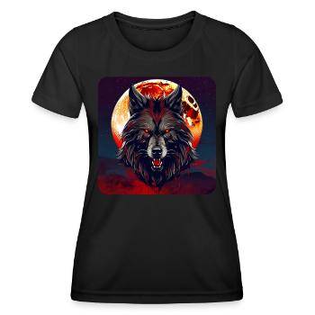 Horror Werwolf mit roten glühenden Augen - Frauen Funktions-T-Shirt - Schwarz - Vorne - AI Model Female 172 light (172cm)