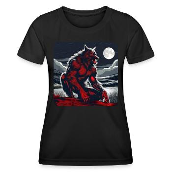 Crimson Werewolf with Full Moon - Women's Functional T-Shirt - black - Front - AI Model Female 172 light (172cm)