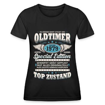 Oldtimer Baujahr 1979 Jahrgang Geburtstag Geschenk - Frauen Funktions-T-Shirt - Schwarz - Vorne - AI Model Female 172 light (172cm)