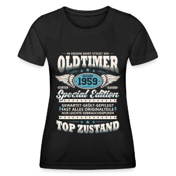 Oldtimer Baujahr 1959 Jahrgang Geburtstag Geschenk - Frauen Funktions-T-Shirt - Schwarz - Vorne - AI Model Female 172 light (172cm)