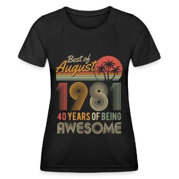 Août 1981 né 40 anniversaire Rétro Vintage - T-shirt sport Femme - noir - Devant - AI Model Female 172 light (172cm)