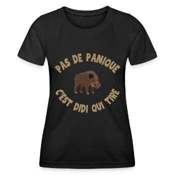 Keine Panik, es ist Didi, der schießt - Frauen Funktions-T-Shirt - Schwarz - Vorne - AI Model Female 172 light (172cm)